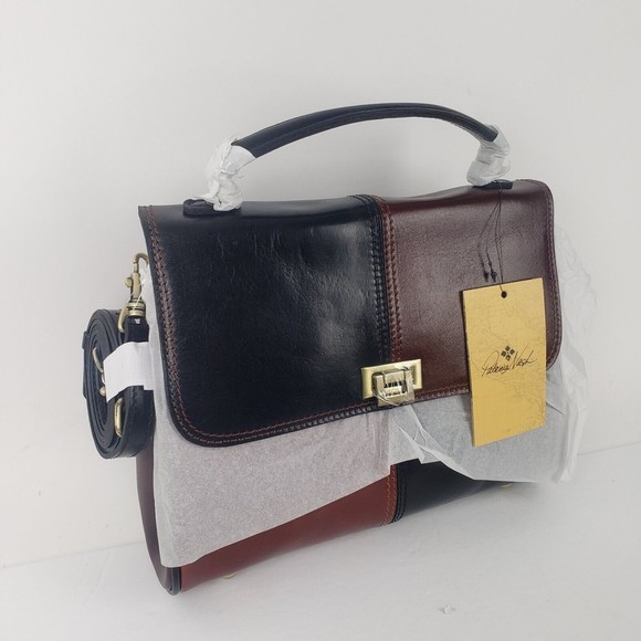 Patricia Nash Yoeky Leather Top-Handle Crossbody Bag Color Block - Picture 6 of 13